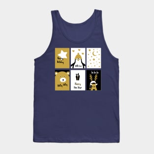 Merry Christmas cards 2 - black, white and gold Tank Top